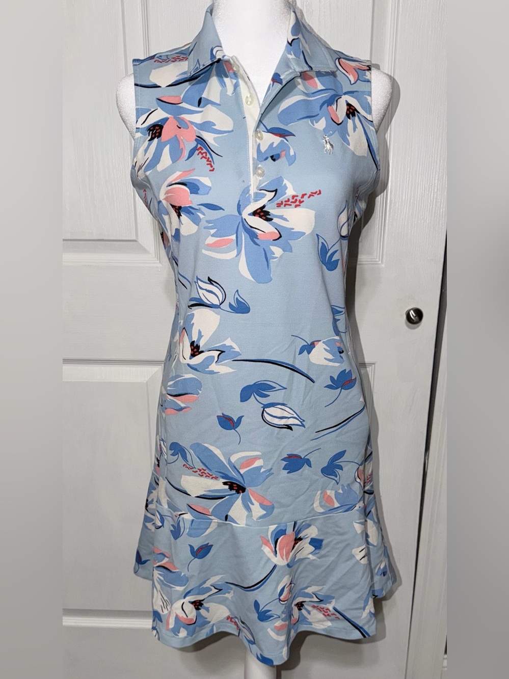 Polo Golf Ralph Lauren Blue Floral Sleeveless Golf Dress-Small